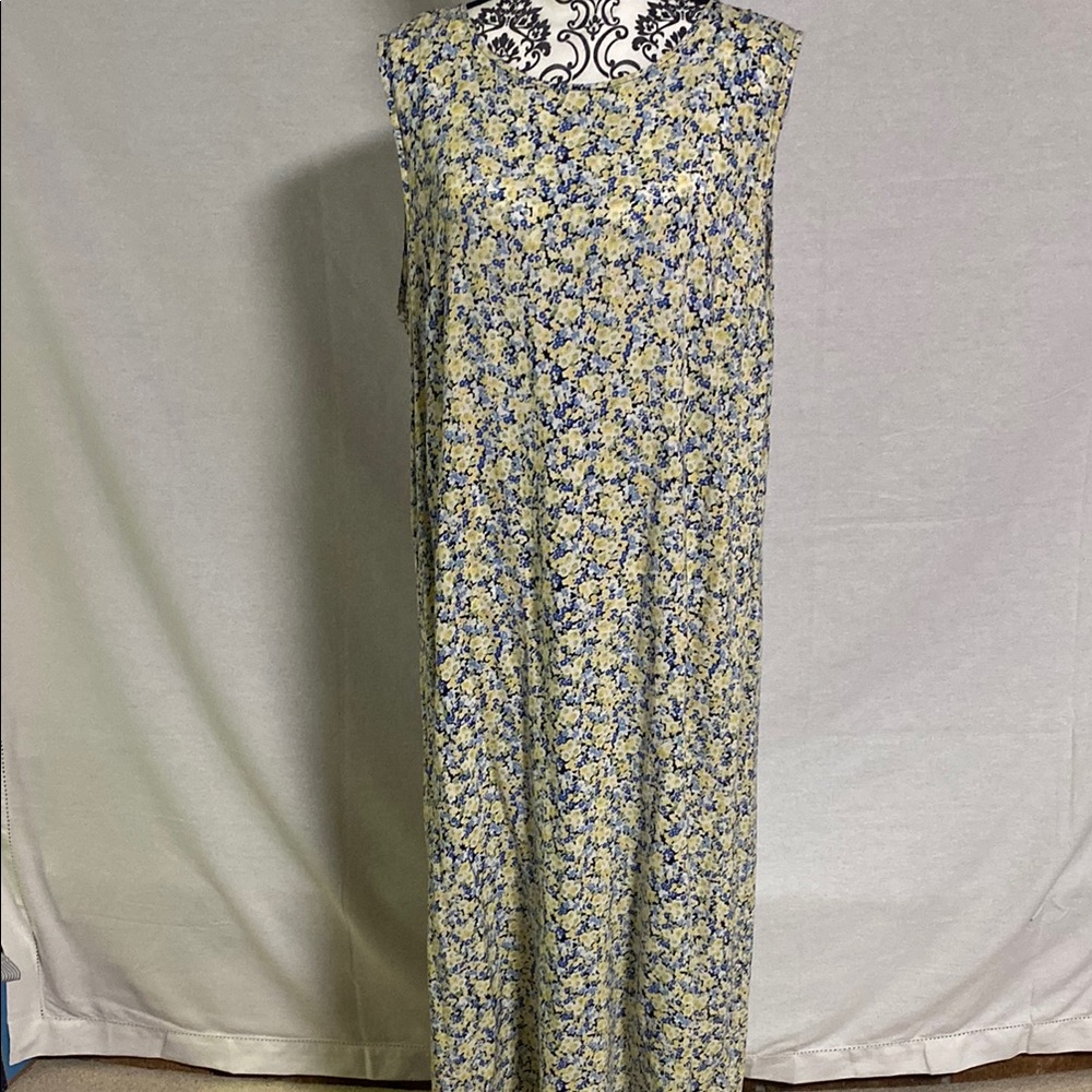 Vintage Bobbie Brooks Floral Maxi Dress - Blue and Yellow Canary 24W